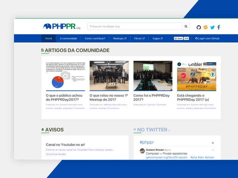 Portal da comunidade PHP do Paraná, com artigos e avisos