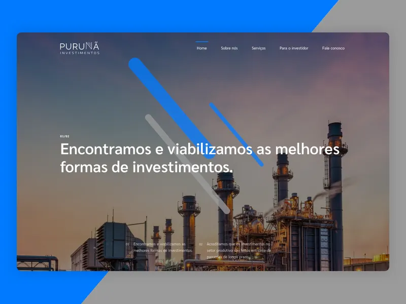 Página inicial da Puruna Investimentos